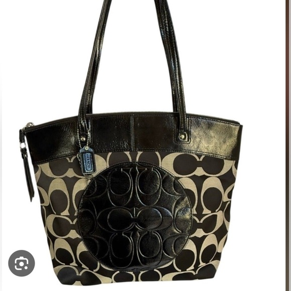COACH LAURA NORTH SOUTH SIGNATURE TOTE BAG F18336 - Picture 1 of 9